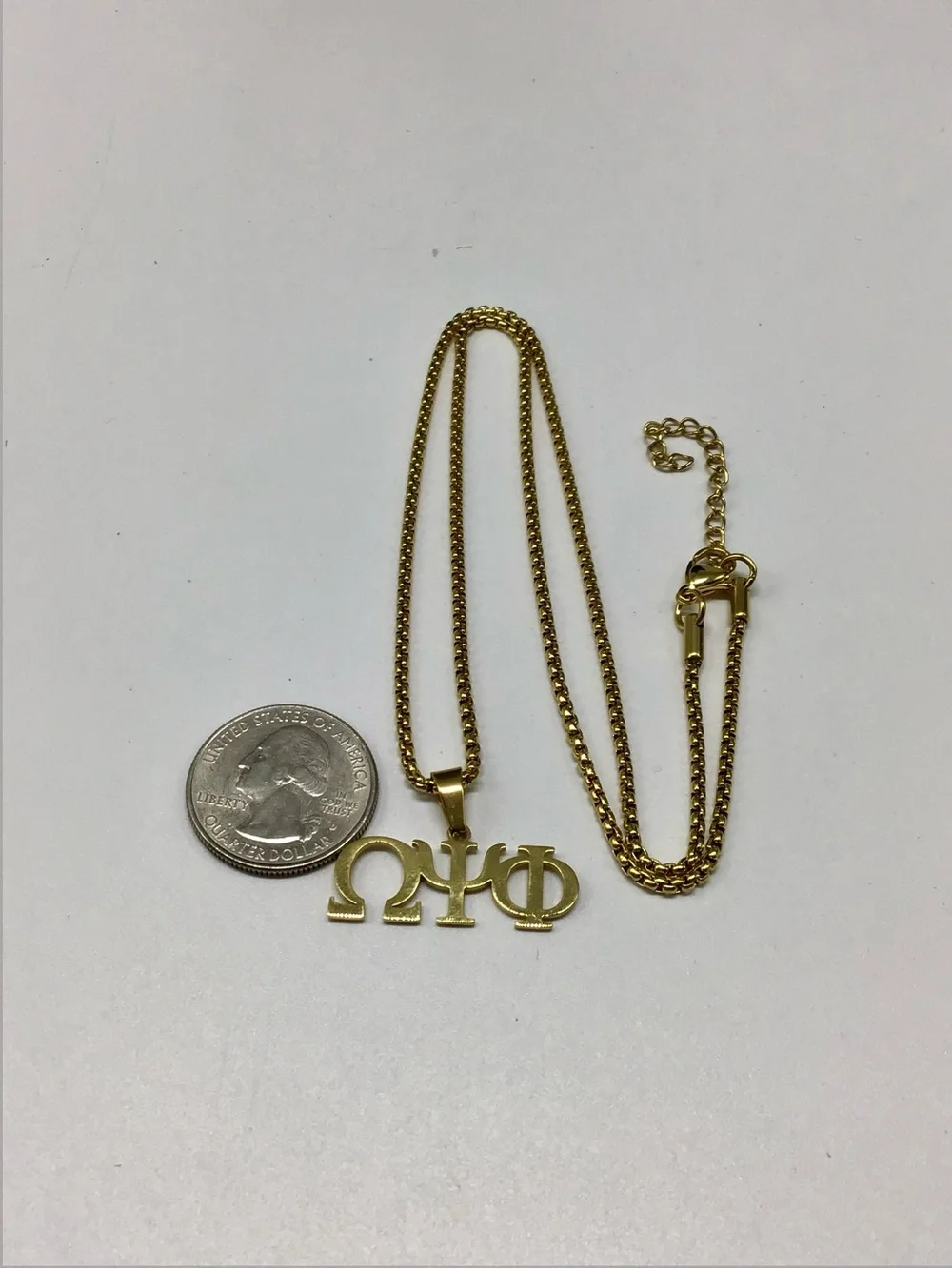 Omega Psi Phi 18k gold plated Pendant Necklace